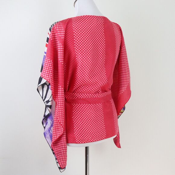 Cabi Size S Silk Butterfly Flower Tie Waist Kimono Top Novelty Print - Picture 5 of 10